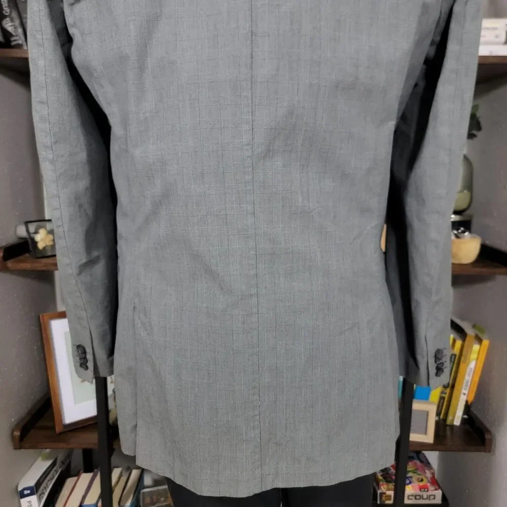 Express Men's Sport Coat‎ Blazer Two Button Gray Plaid Cotton Size 42L